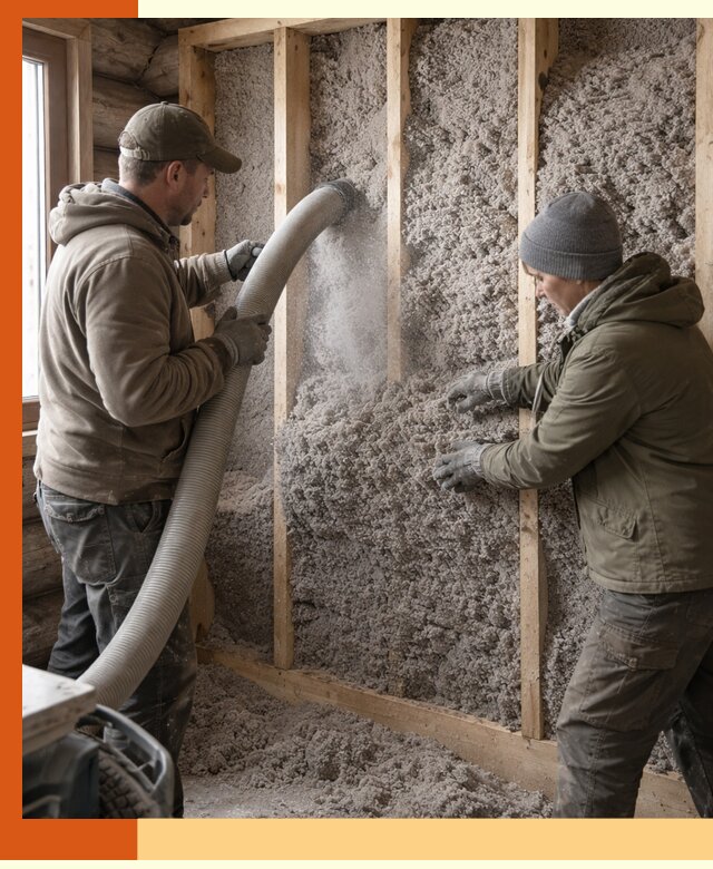 Утепление бревенчатого дома эковатой в Тамбове